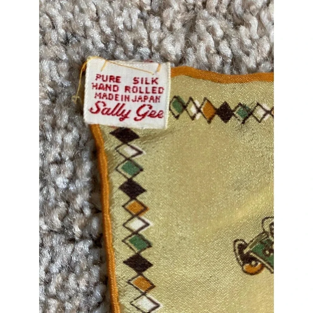 Sally Gee Pure Silk Neck Scarf Hand Rolled Vintage Cars Auto Design Gossip